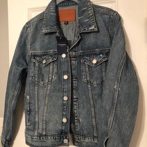 Brand new Lucky Brand distressed jean jacket.